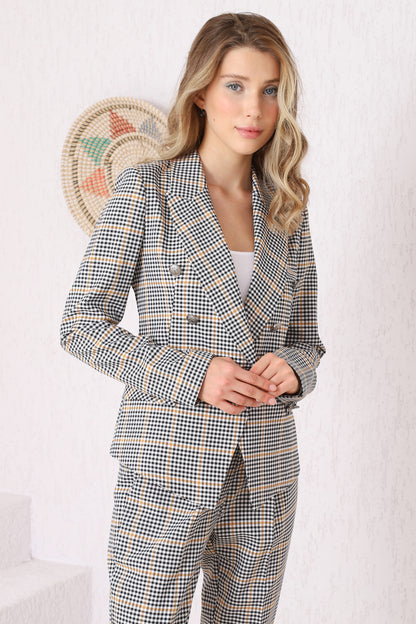 Double Breasted Gingham Blazer & Pant